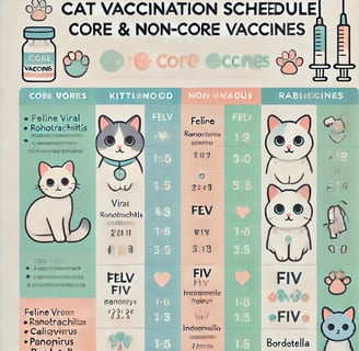 A vaccination chart for core and non-core cat vaccines