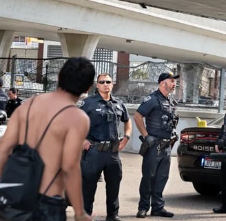 Man arguing with a police department in Idaho.