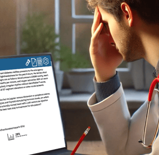 A medical student/resident appears distressed after getting a QBank multiple choice question wrong.
