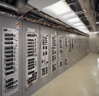 a large electrical paneled in a large room