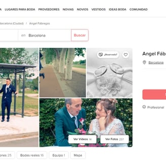 Fotógrafo de Bodas en Barcelona en el portalde bodas Bodas.net