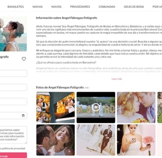 Angel fábregas Fotógrafo de bodas en Barcelona en el portal de bodas TodoBoda.com
