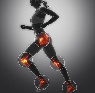 a woman running with a knee injury