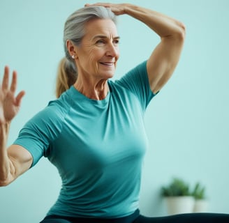 a woman doing yoga exercises on a yoga mat