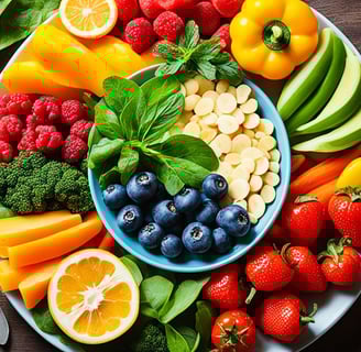 a plate of fruit and vegetables on a plate