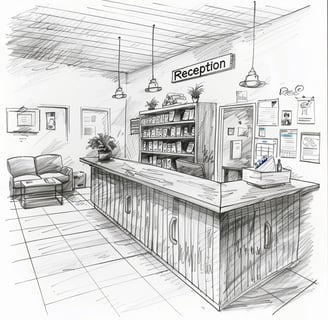 Sketch of planned reception area for Ensure Pet Care’s small animal sanctuary in Silver Spring.