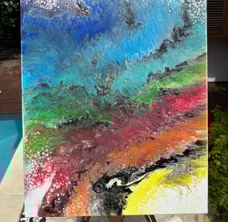 Acrylique Pouring Arc-En-Ciel