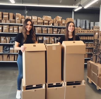 2 butiful girls with big ass pakeging item for custemer 