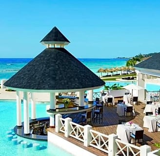 tropical beach hut over the water