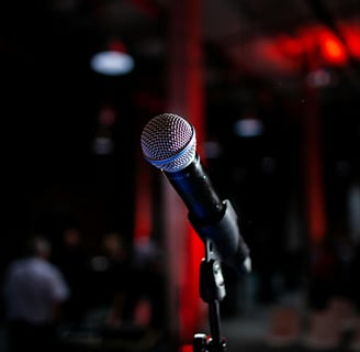 Karaoke: a microphone and a microphone in front of a microphone