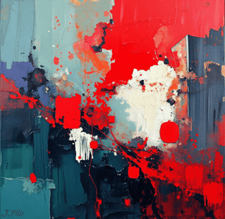 a painting of a painting of a red and white paint