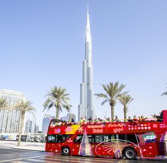 Dubaï : Visite touristique de la ville en bus HOHO + visite nocturne et au coucher du soleil