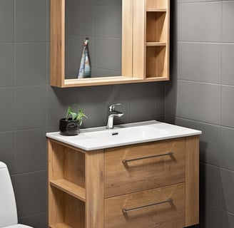meuble de salle de bain en bois clair pour une ambiance chaleureuse