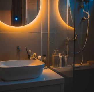 Miroir de salle debain design avec LED intégrées pour un esprit tamisé