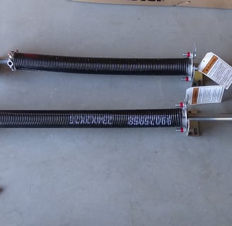 Garage door torsion spring set-up.