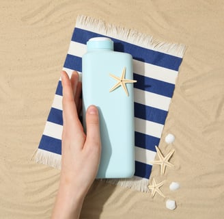 tanning lotion on the beach