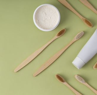 dry toothpaste with toothbrushes