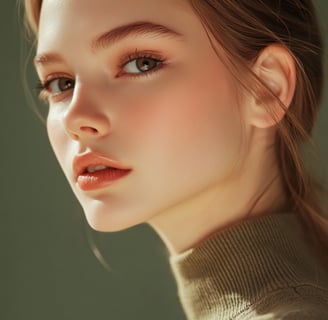 back to school a woman with a brown hair and a green sweater
