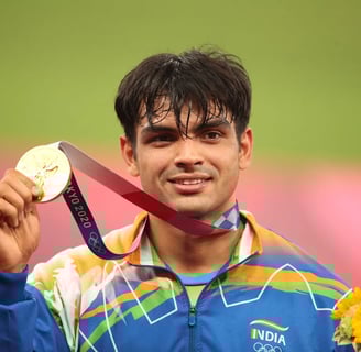 Neeraj Chopra at top of the podium