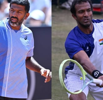 Rohan Bopanna and S. Balaji in action