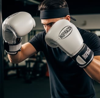 a man in a black shirt and white gloves is wearing a black headband and