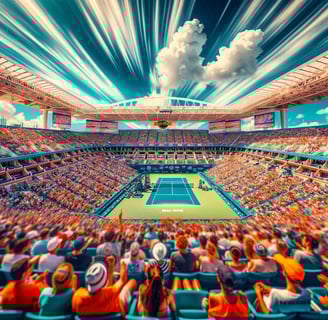 Excited audience at Hard Rock Stadium during Miami Open tennis tournament.