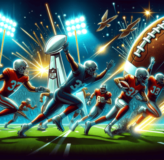 Intense football game moment, players in action.
