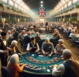 A community fundraising event with casino-style games, where participants are diverse ages