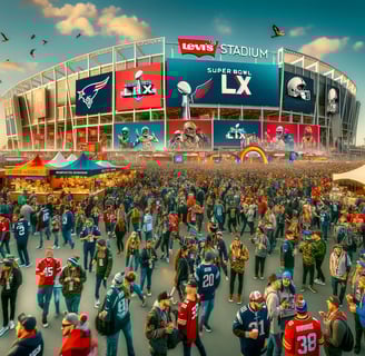 Pre-Game Excitement Outside Levi's Stadium before Super Bowl LX kickoff