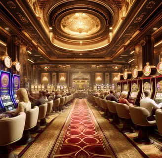 Luxurious casino interior with players at slot machines