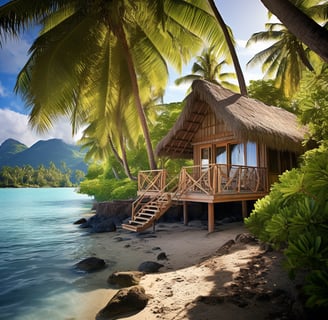 a hut with a thatched roof