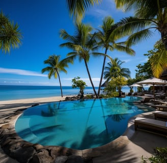 a pool with a view of the ocean