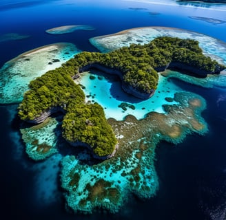 aerial shot of a group of islands