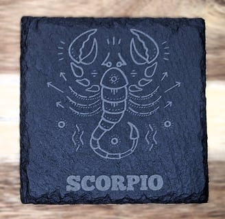 Scorpio engraved coaster