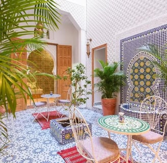 morocco a room with a table and chairs and a table