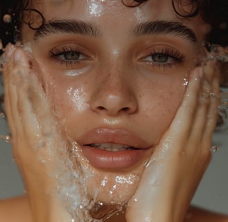 a woman who cleans her face
