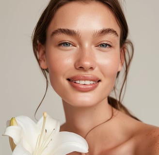 a woman with a flower in her hand