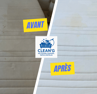 Résultat avant/après d'un nettoyage de matelas réalisé par nos équipes à Rennes