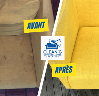 Résulatat avant/après d'un nettoyage de fauteuil réalisé par nos équipes