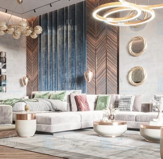 Interior 3D visualization of modern living room