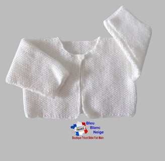 Cardigan layette laine tricot bb fait main