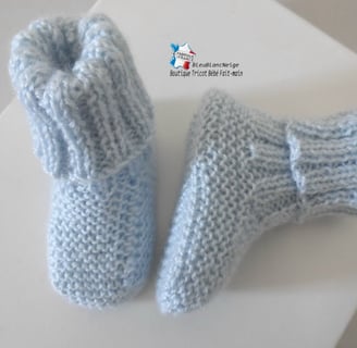 chaussons bleus layette bb tricotée main
