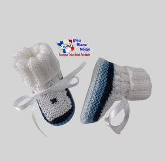 chaussons tricot laine bebe fait main