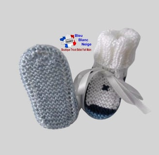 chaussons tricot laine bebe fait main