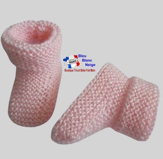 Chaussons roses modele layette bb tricot bebe fait main