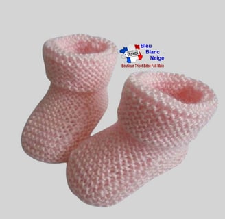 Chaussons roses modele layette bb tricot bebe fait main