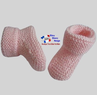 Chaussons roses modele layette bb tricot bebe fait main