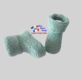 Chaussons verts modele layette bb tricot bebe fait main