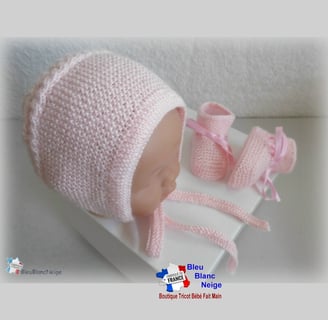 Béguin chaussons roses barbapapa tricot bébé