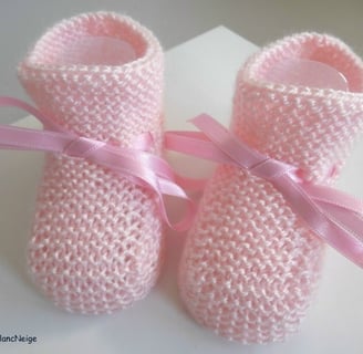 Béguin chaussons roses barbapapa tricot bébé